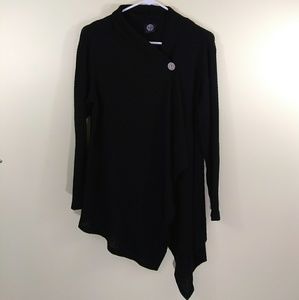 Bobeau Black Asymmetrical One Button Sweater